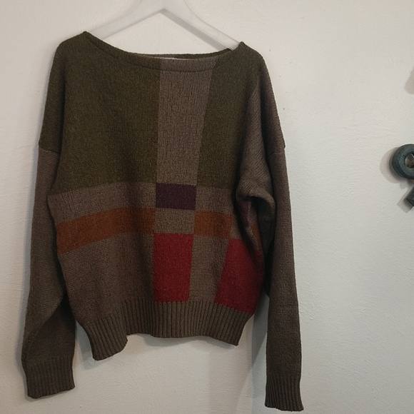 Aldo Dominguez Sweaters - Aldo Dominguez Warm Color Blocked Sweater Med